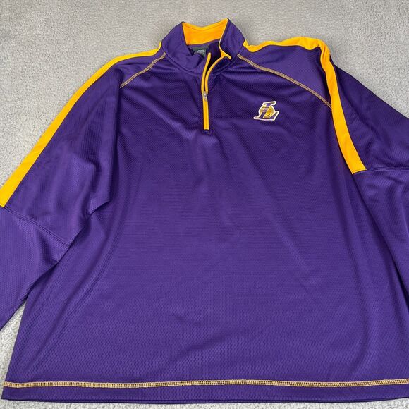 LA Lakers Sweater Mens XXL Purple Yellow 1/4 Zip Long Sleeve Athletic Jacket - Picture 1 of 12